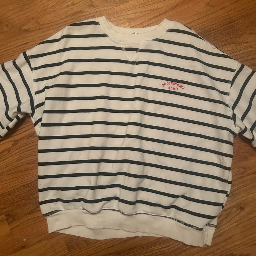 black and white striped oversize crewneck